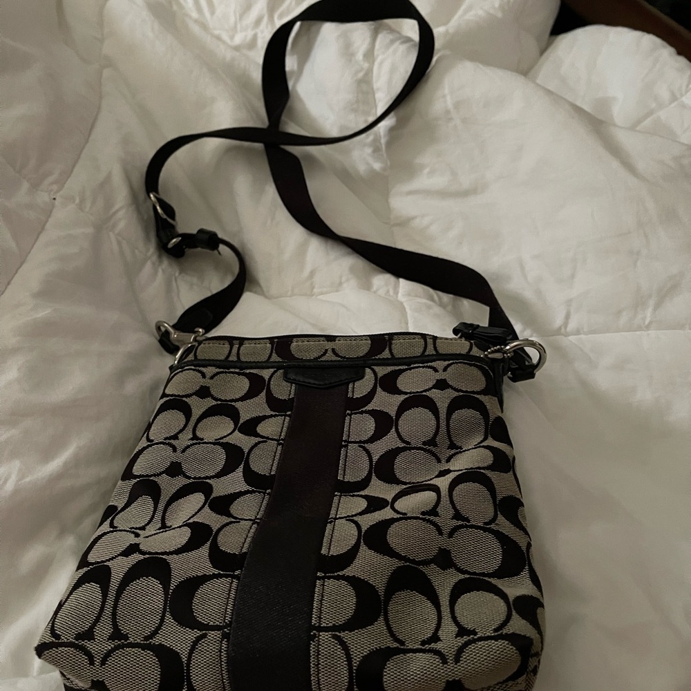 Coach Black and Gray Monogram Crossbody Bag